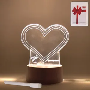 Creative 3D Acrylic LED Note Board Lamp with Pen – Decorative Night Light & Erasable Message Pad.
