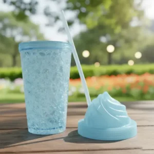 Ice Cream Swirl Design Tumbler Sipper Bottle with Straw Lid 500 ML